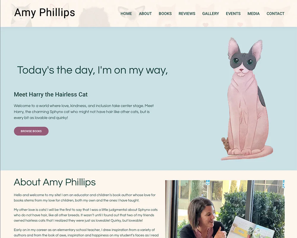 Amy Phillips, Author website design