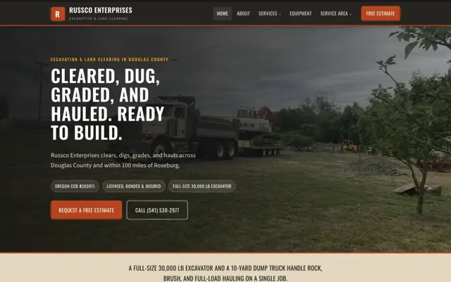 Russco Enterprises excavation services website