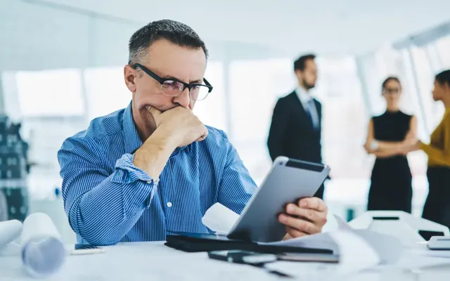 Businessman looking worried