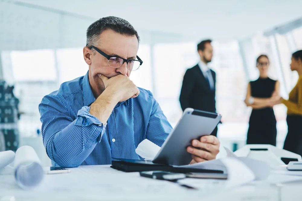 Businessman looking worried