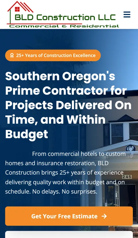 BLD Construction mobile website layout