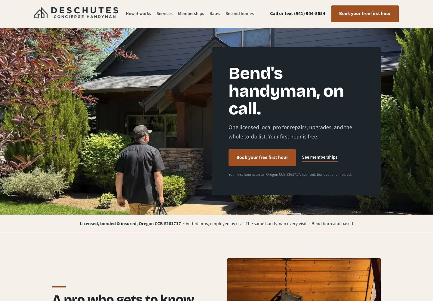 Deschutes Concierge Handyman homepage screenshot