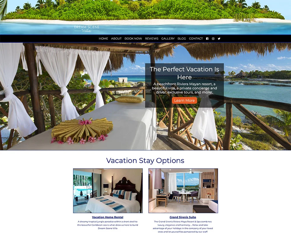 Dream Scene Villas website design
