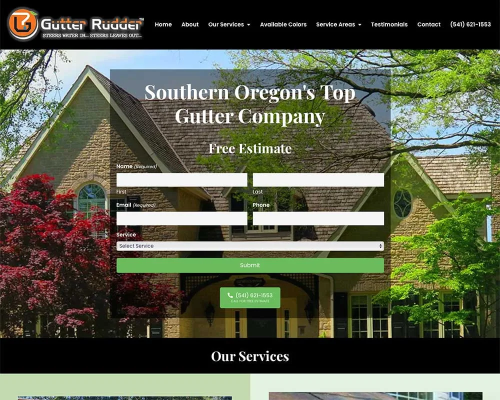 Gutter Rudder website design