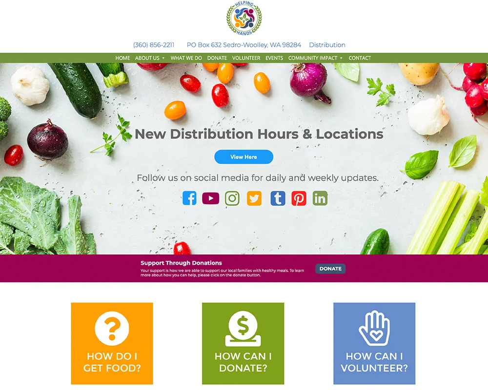 Helping Hands Food Bank website design