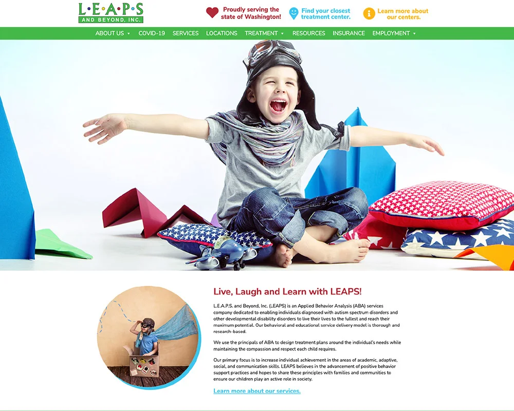 Leaps and Beyond website design