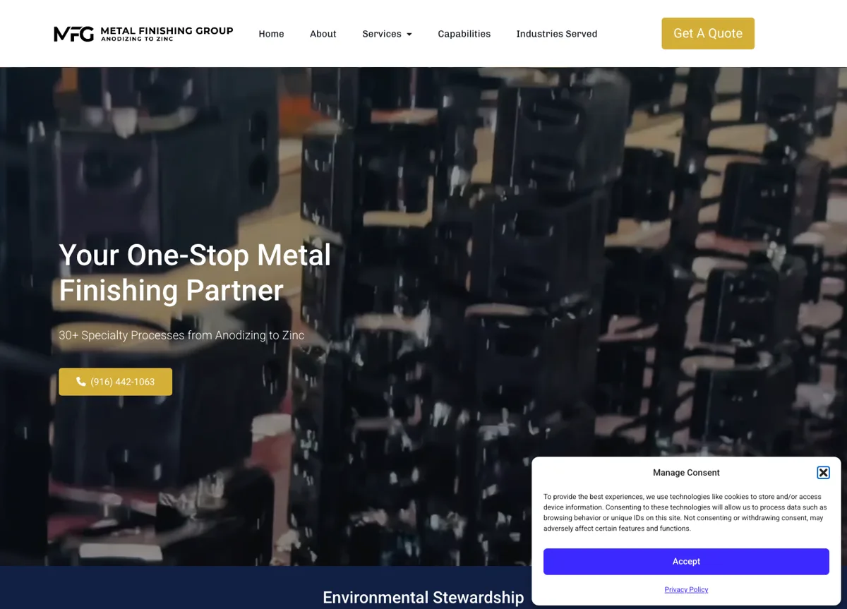 Metal Finishing Group website design