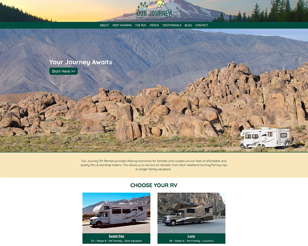 Our Journey RV Rentals website design