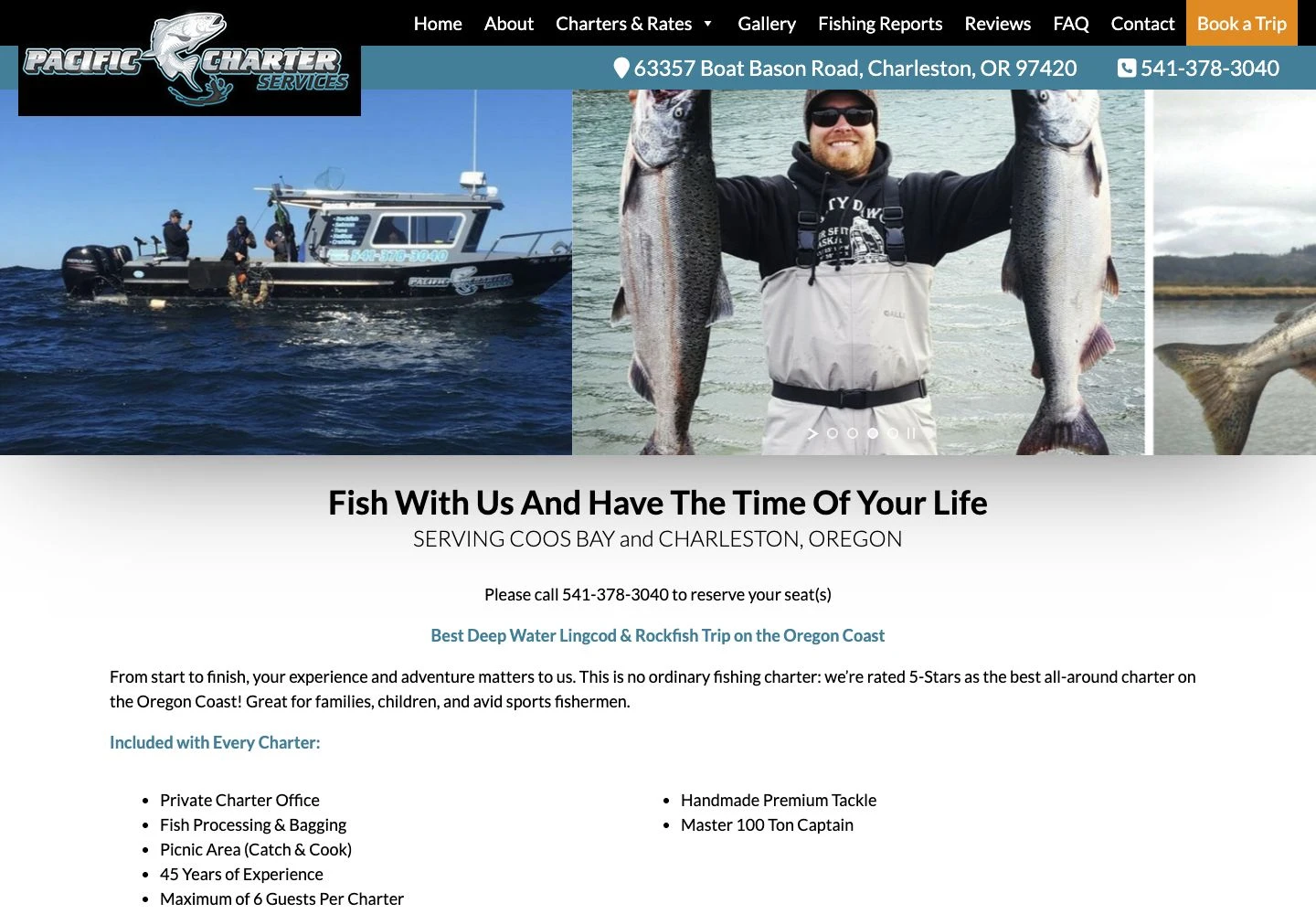 Pacific Charter Services homepage