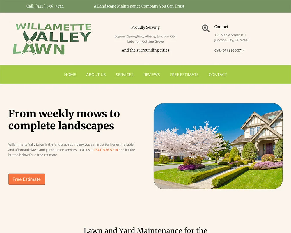 Willamette Valley Lawn website design